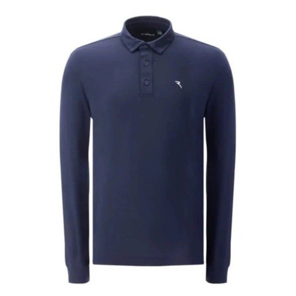 Chervo Allusivo Mens L 54 Long Sleeve Golf Polo Timeless Navy Blue Italy Luxury